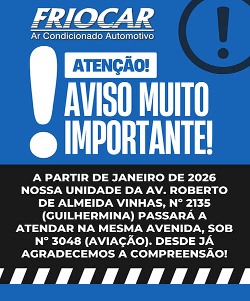Ar Condicionado Automotivo em São Vicente | Praia Grande | Santos | Guarujá | Cubatão | Bertioga | Baixada Santista | Litoral Norte | Litoral Sul | Friocar Ar Condicionado Automotivo